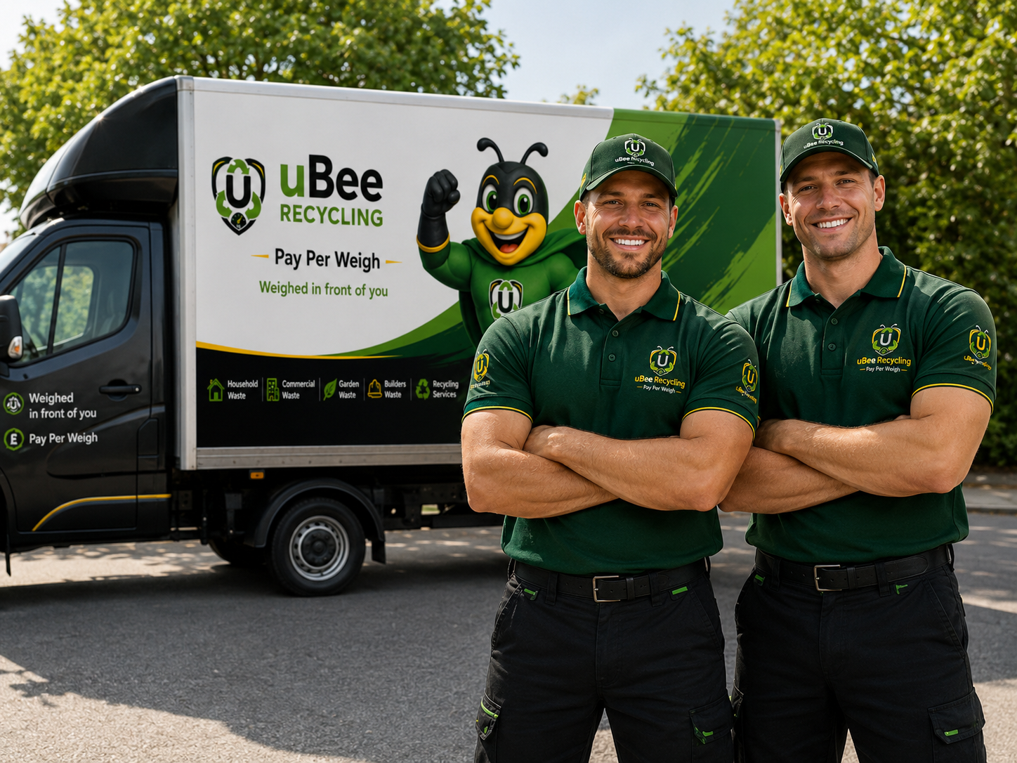Two uBee crew members standing beside the uBeeMobile