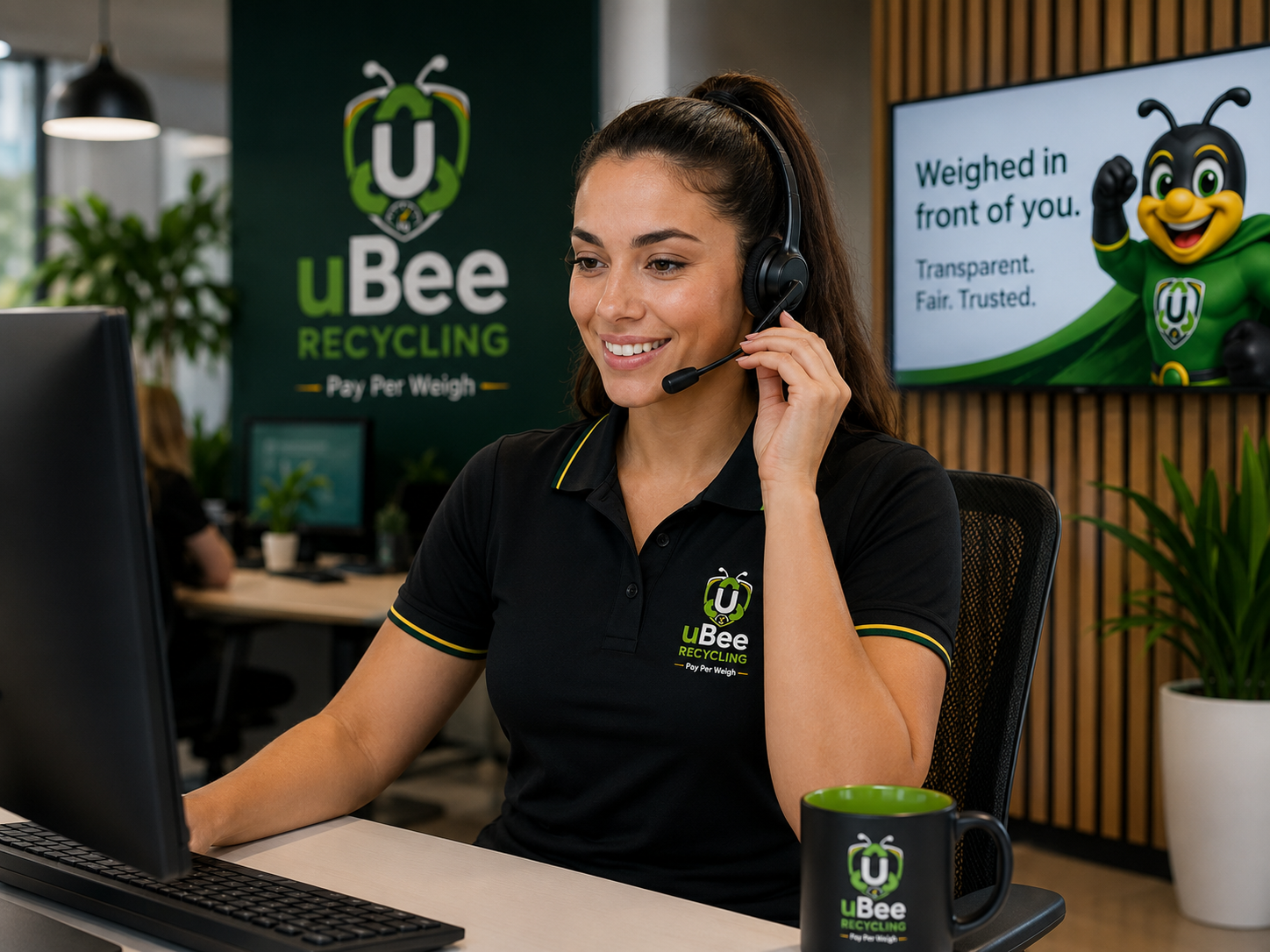 uBee customer service advisor arranging a recycling collection